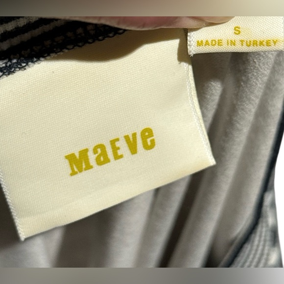 Maeve Womens White Boat Neck Short Sleeve Black/Blue Striped T-Shirt Dress S - Picture 5 of 6